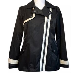 Circus by Sam Edelman Black Asymmetrical Windbreaker Rain Coat Jacket